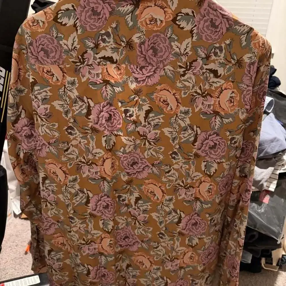 H&M Edition by John Boyega Floral Long Sleeve Camp Collar Shirt